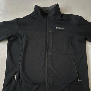 Columbia Men's Black Long-Sleeve Fleece-lined Jacket Zip Pockets Size X-Large